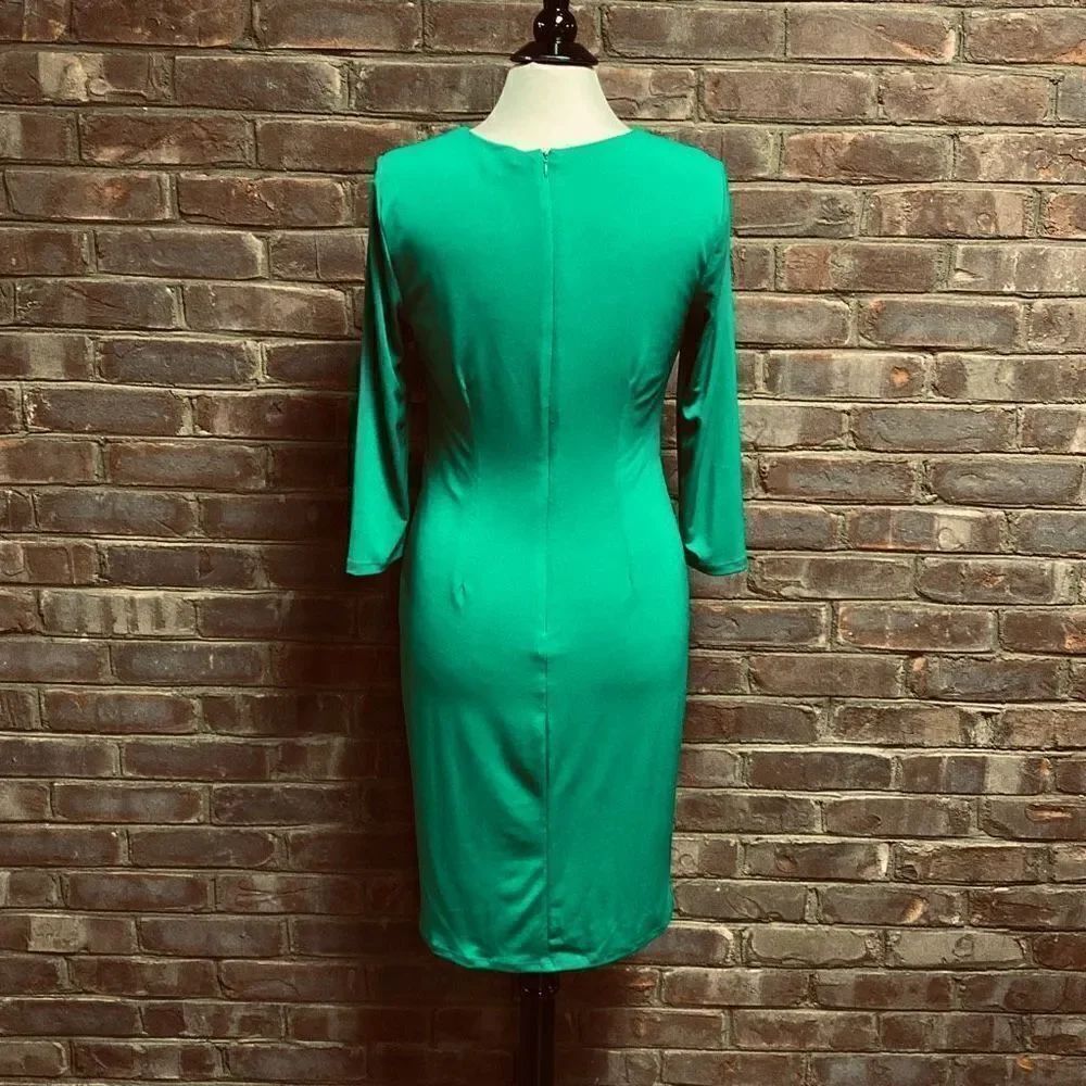 Calvin Klein Green Jersey Knit Ruching Dress Size 8 - Picture 6 of 9